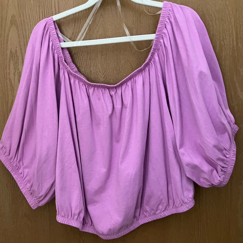 Old Navy 2X Pink Cropped Top Off-Shoulder Blouse - Picture 2 of 13